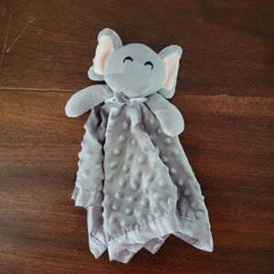Pro Goleem Elephant Security Blanket Gray Nubby Velour & Satin Blankie Lovey